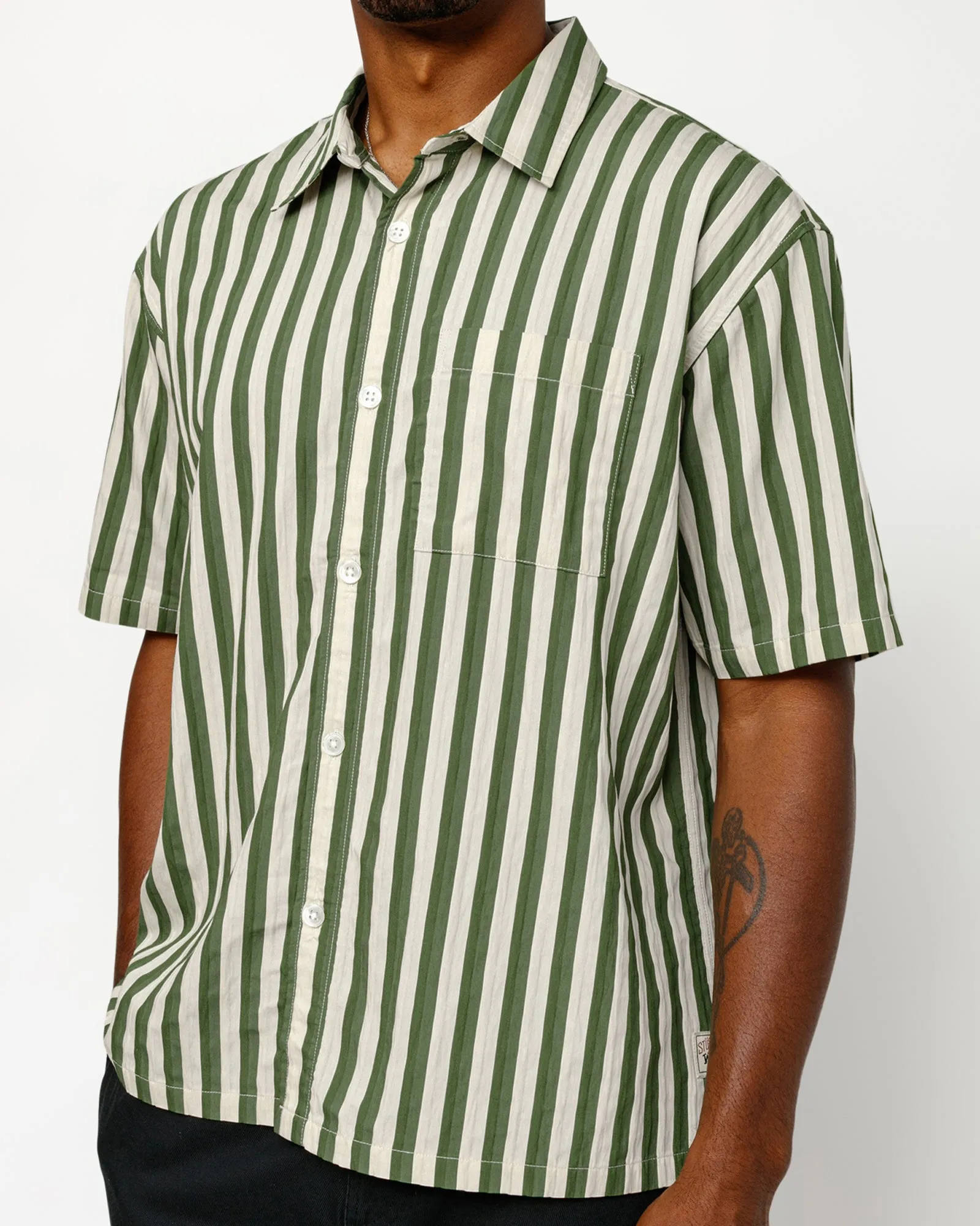 BOXY FLAT HEM SHIRT STRIPED