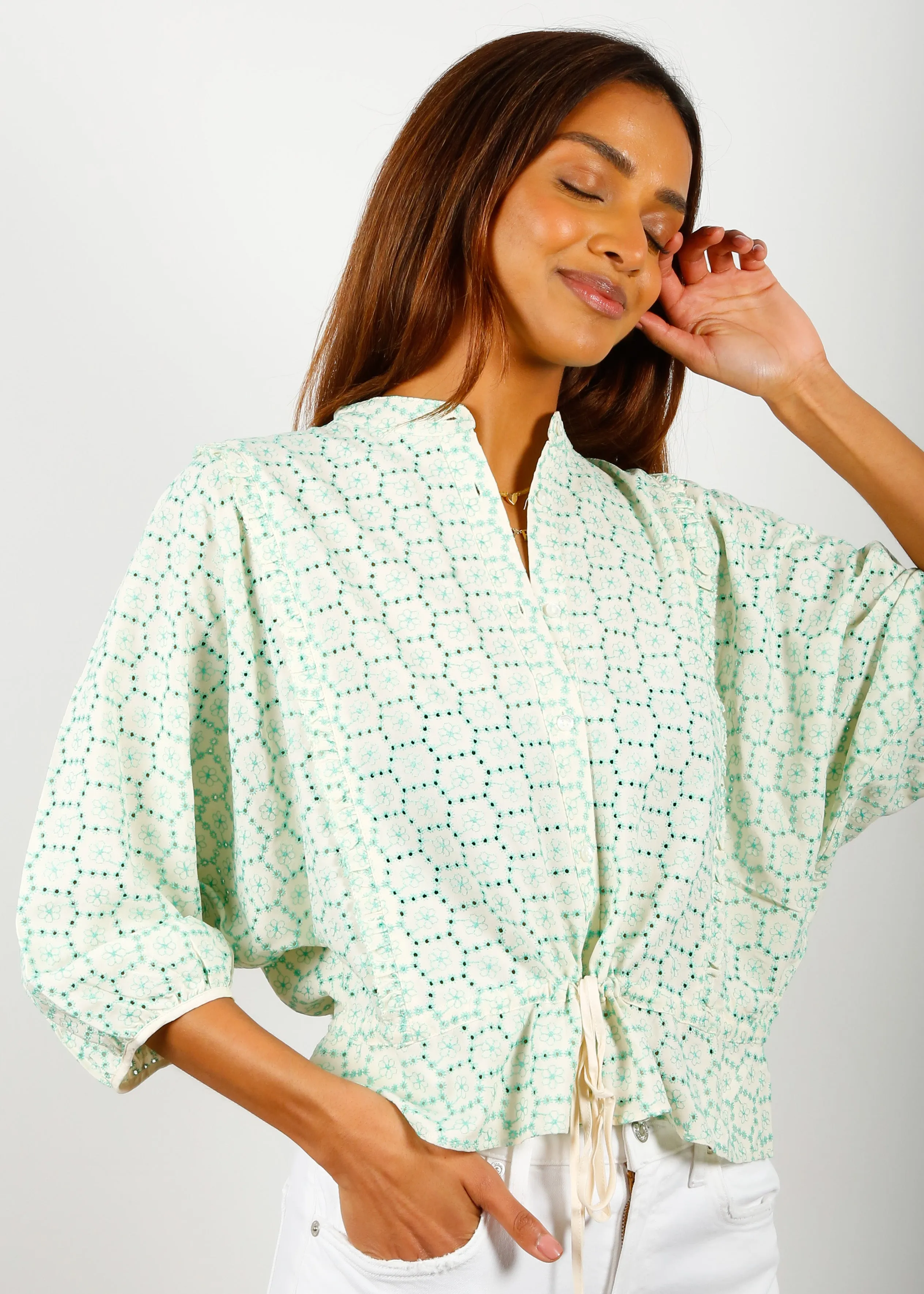 BR Houston Printed Top in Spring Green