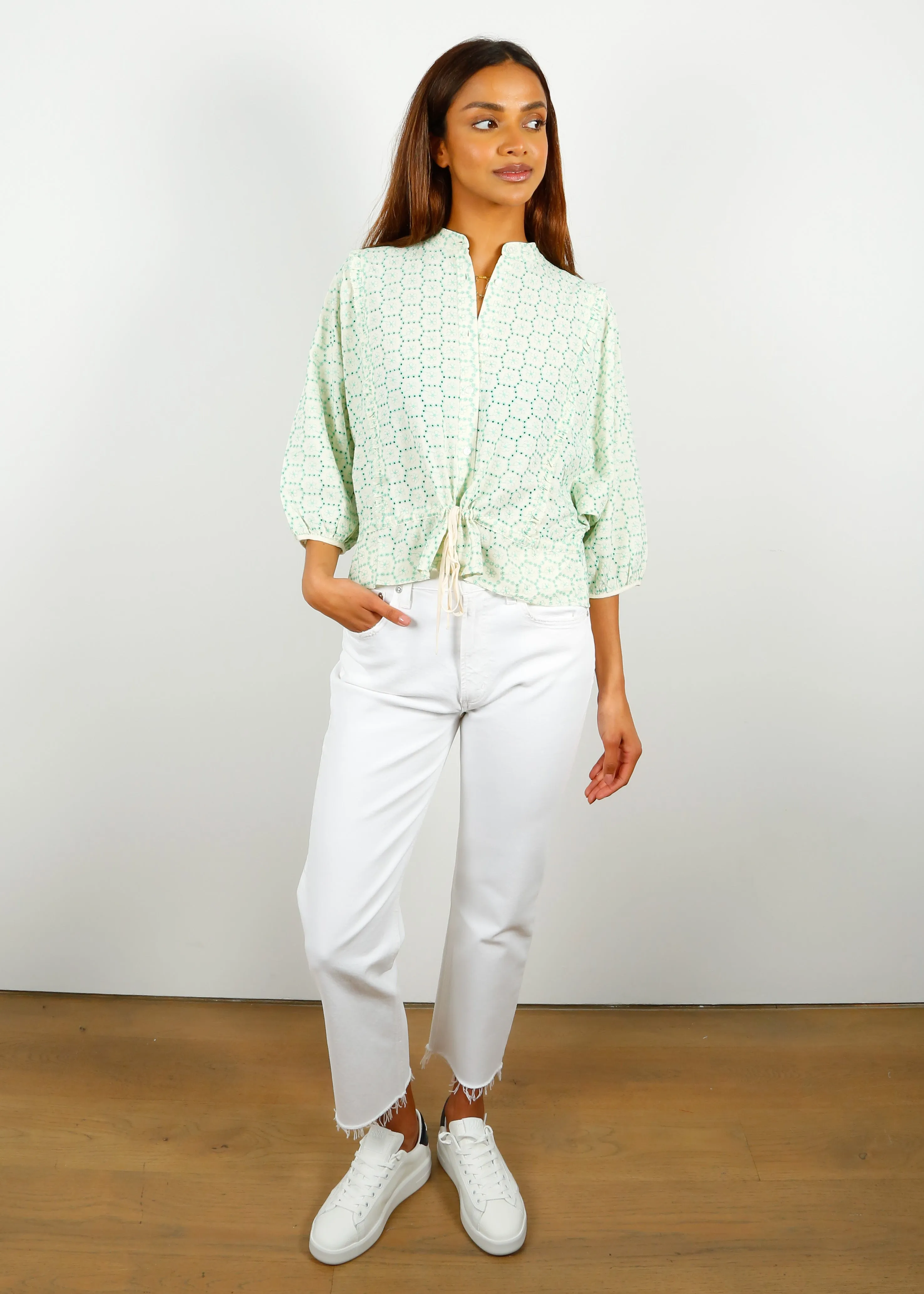 BR Houston Printed Top in Spring Green