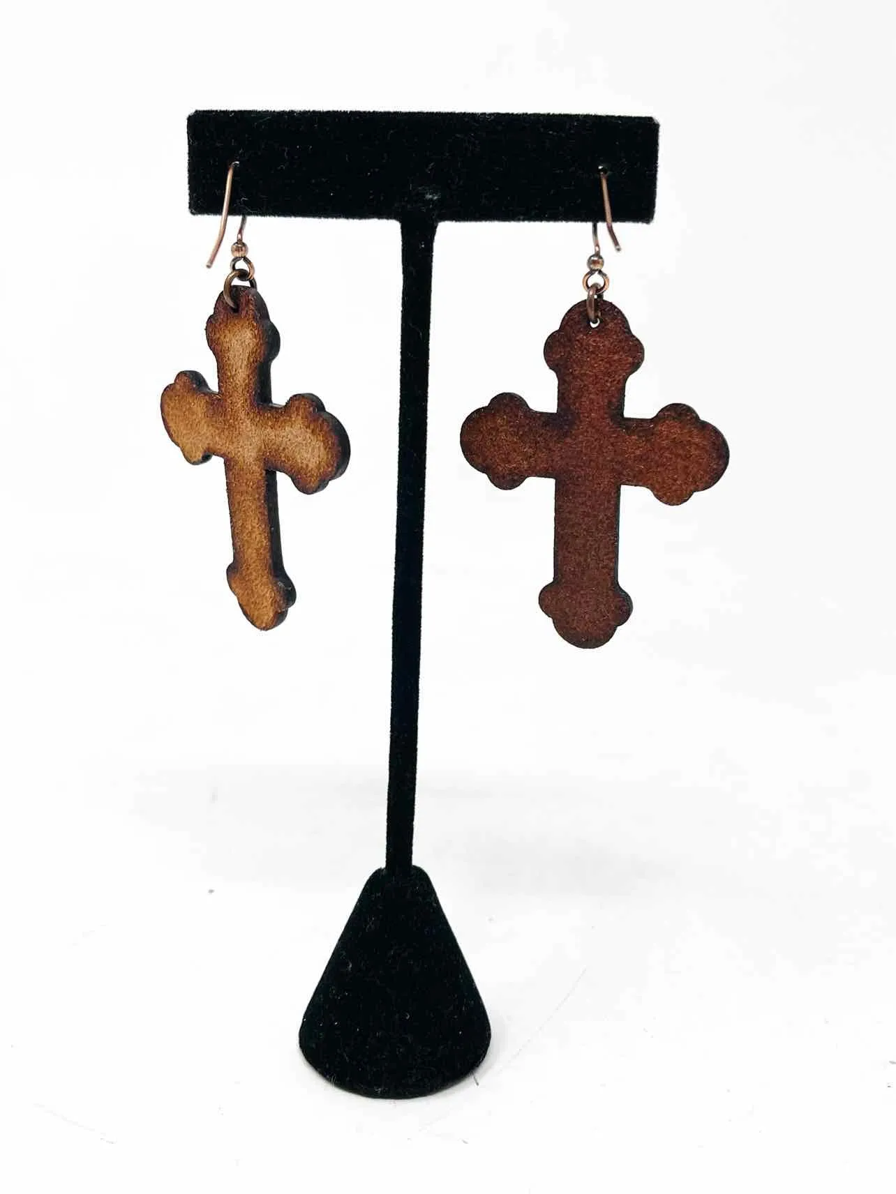 Brown/Black Cross Leather Jewelry Earrings