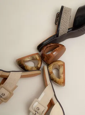 Buckle Marble Heel Mules