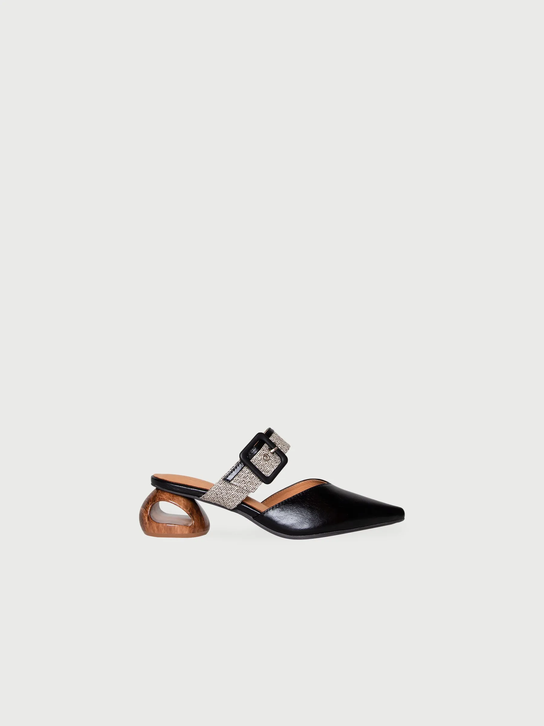 Buckle Marble Heel Mules