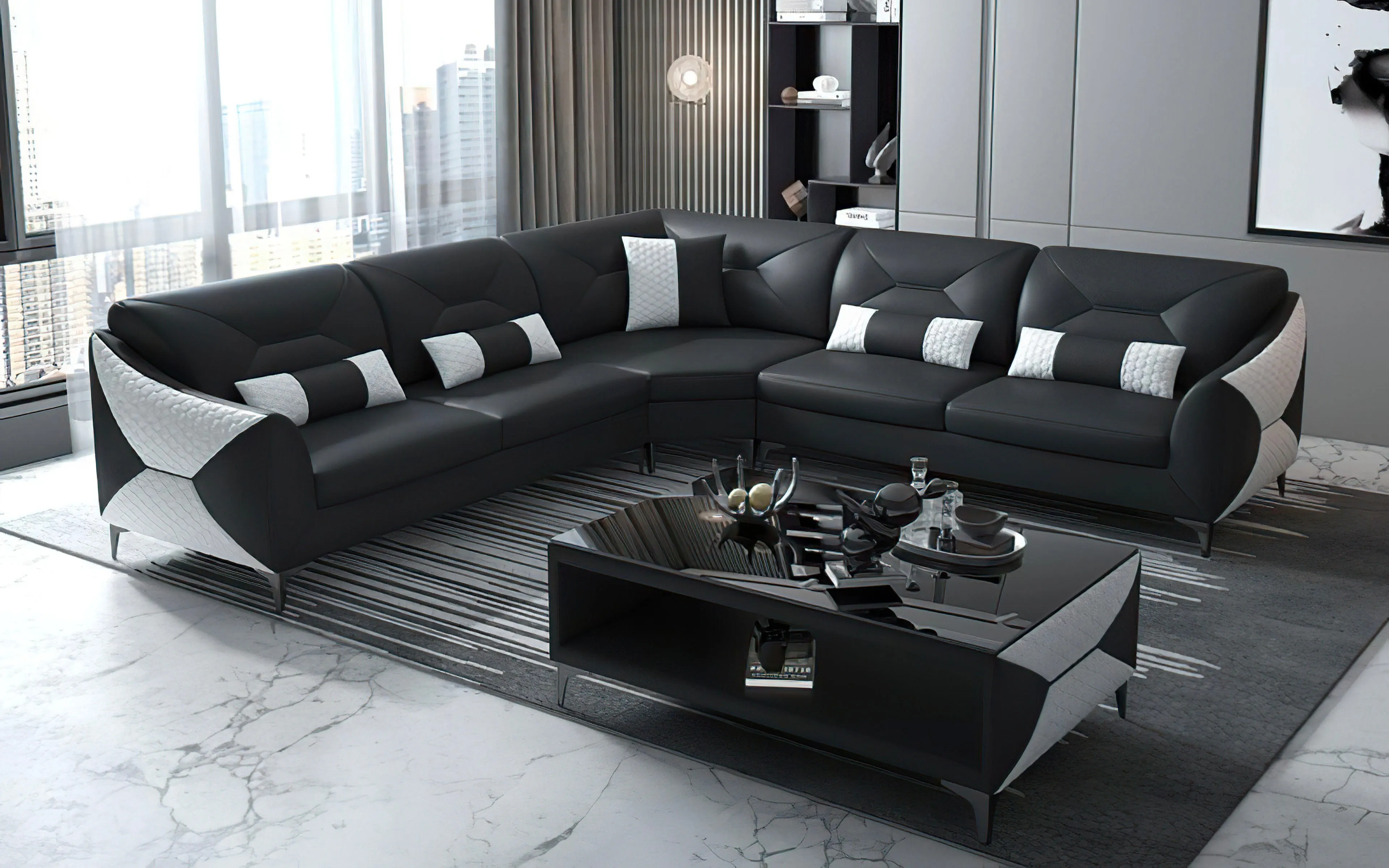 Bysic Leather Symmetrical Sectional