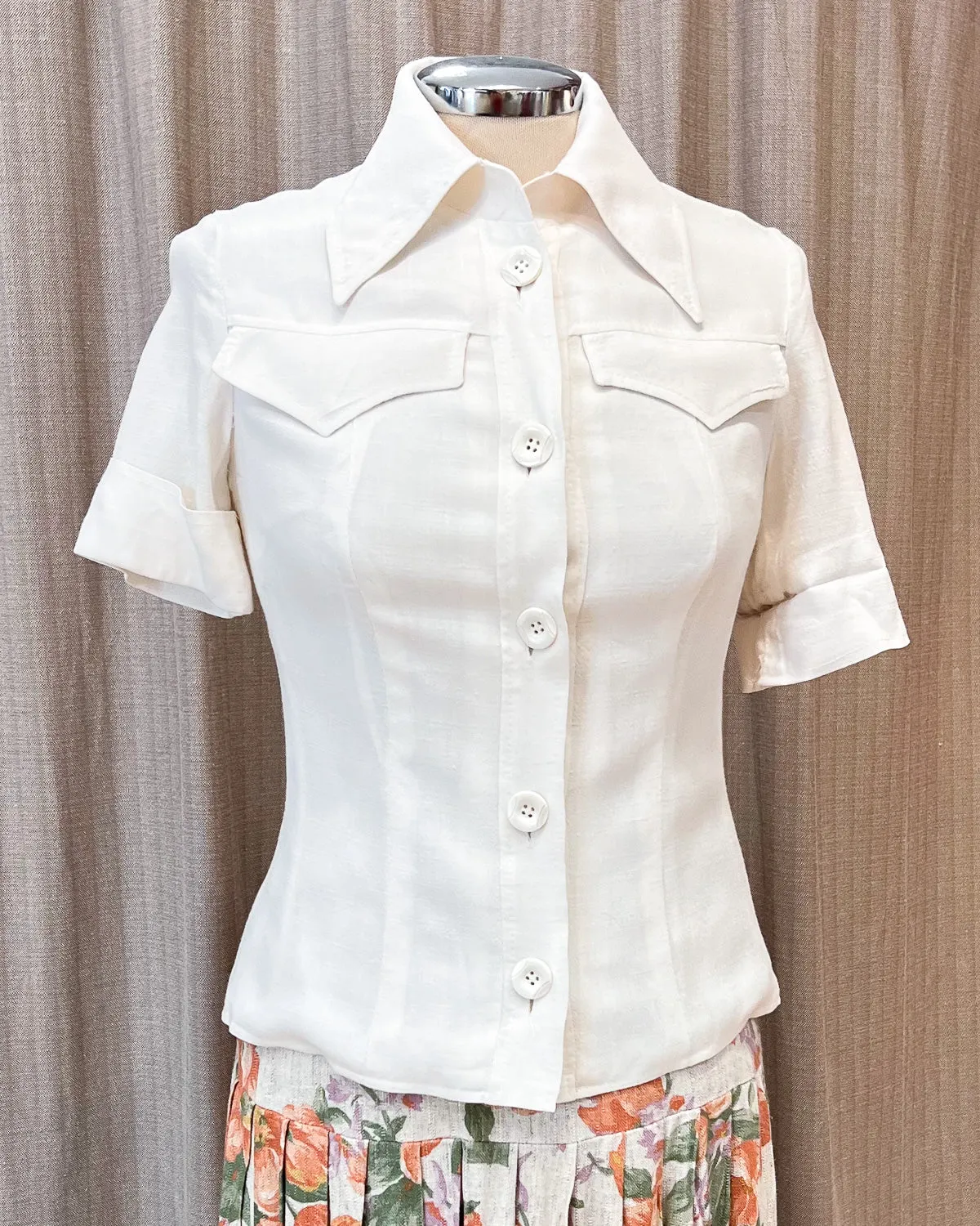 Camicia In Lino Crop  S