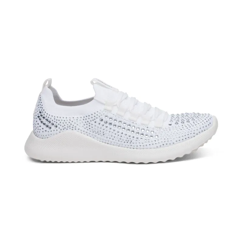 Carly Lace Up Sneaker in White Sparkle