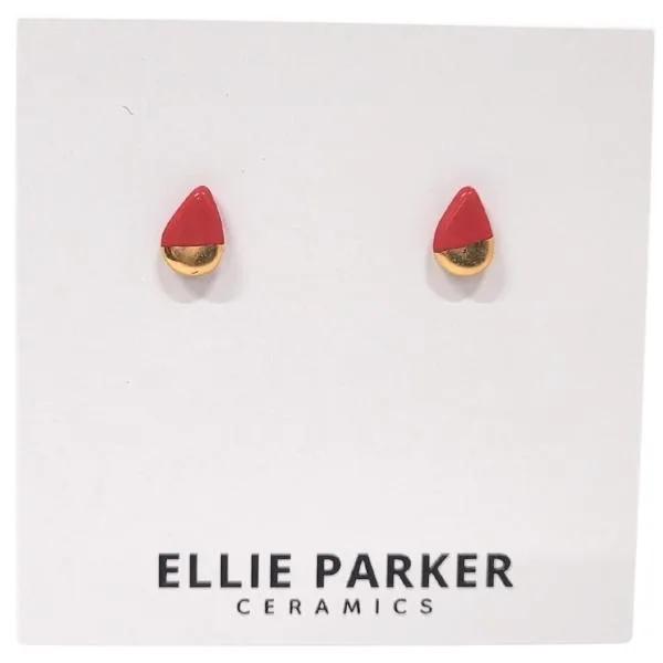 Ceramic Stud Earrings - Red Teardrops