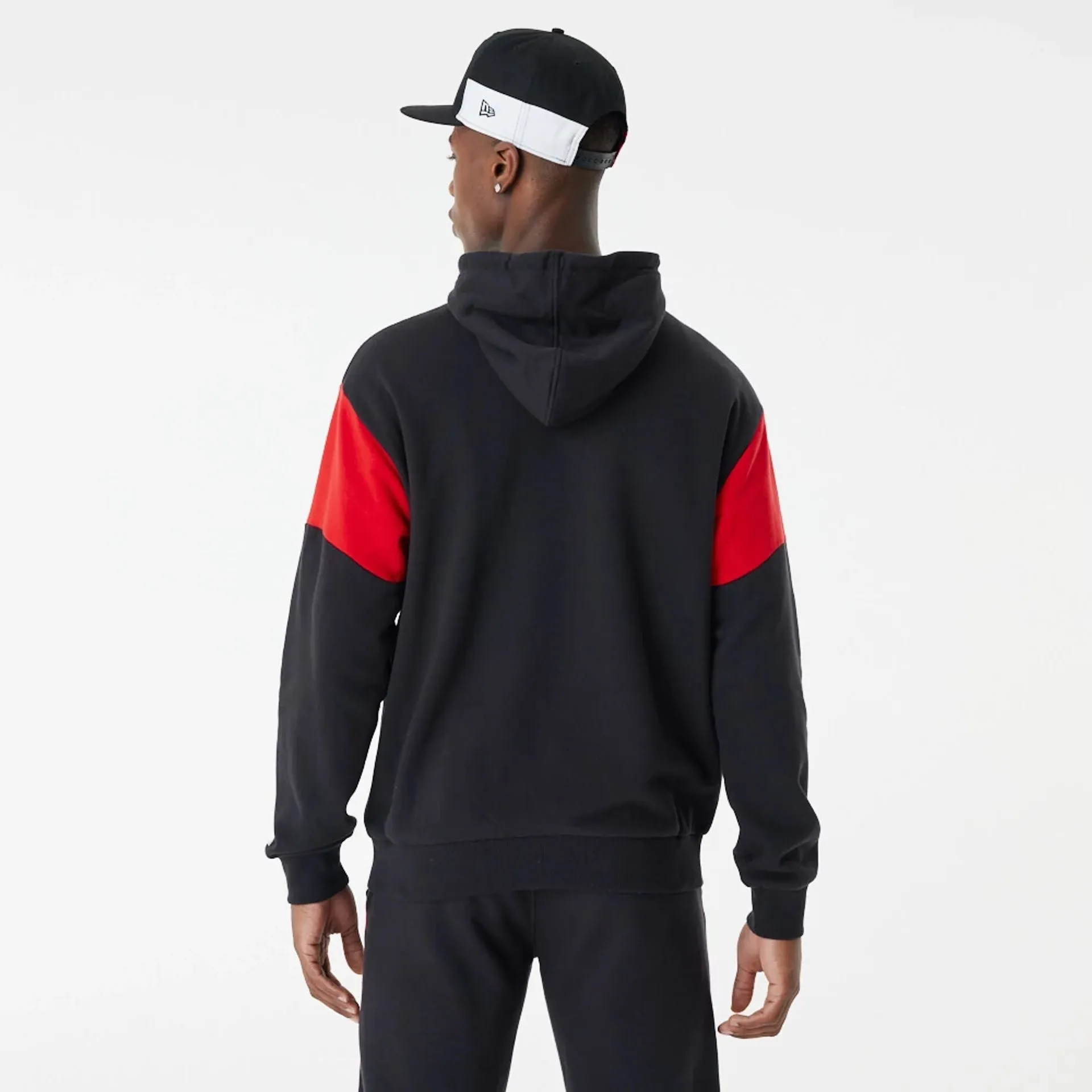 Chicago Bulls NBA Colour Block Black Oversized Hoodie