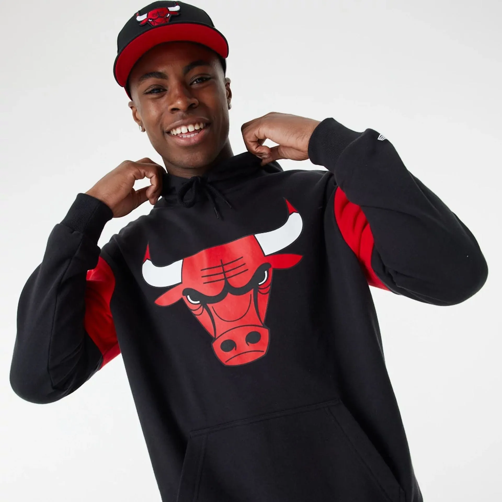 Chicago Bulls NBA Colour Block Black Oversized Hoodie