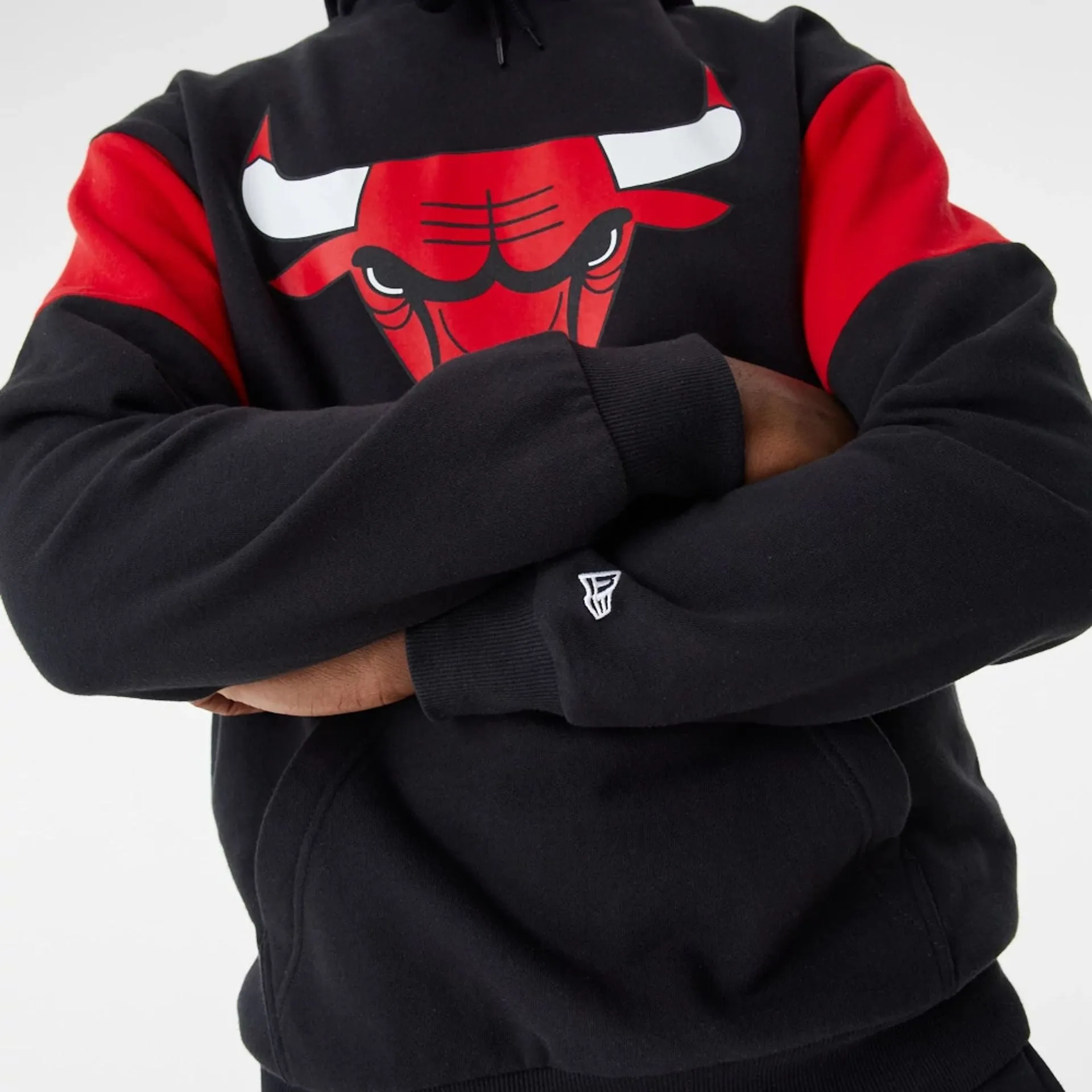 Chicago Bulls NBA Colour Block Black Oversized Hoodie