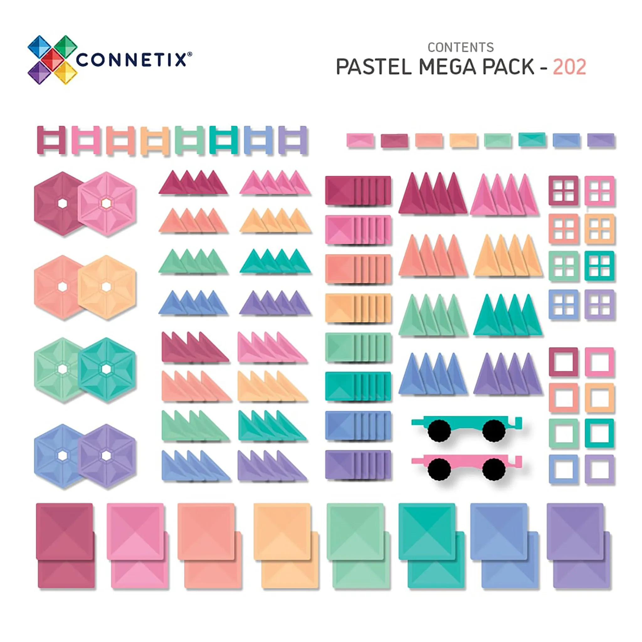 Connetix Tiles - 202 Pastel Mega Pack