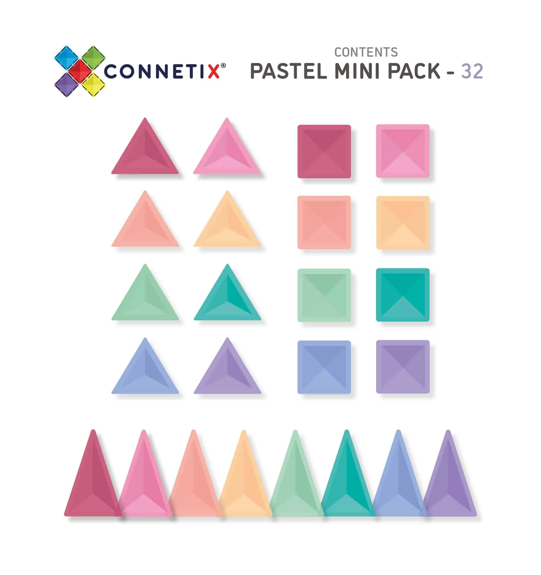 Connetix Tiles - Mini Pack 32 pc - Pastel