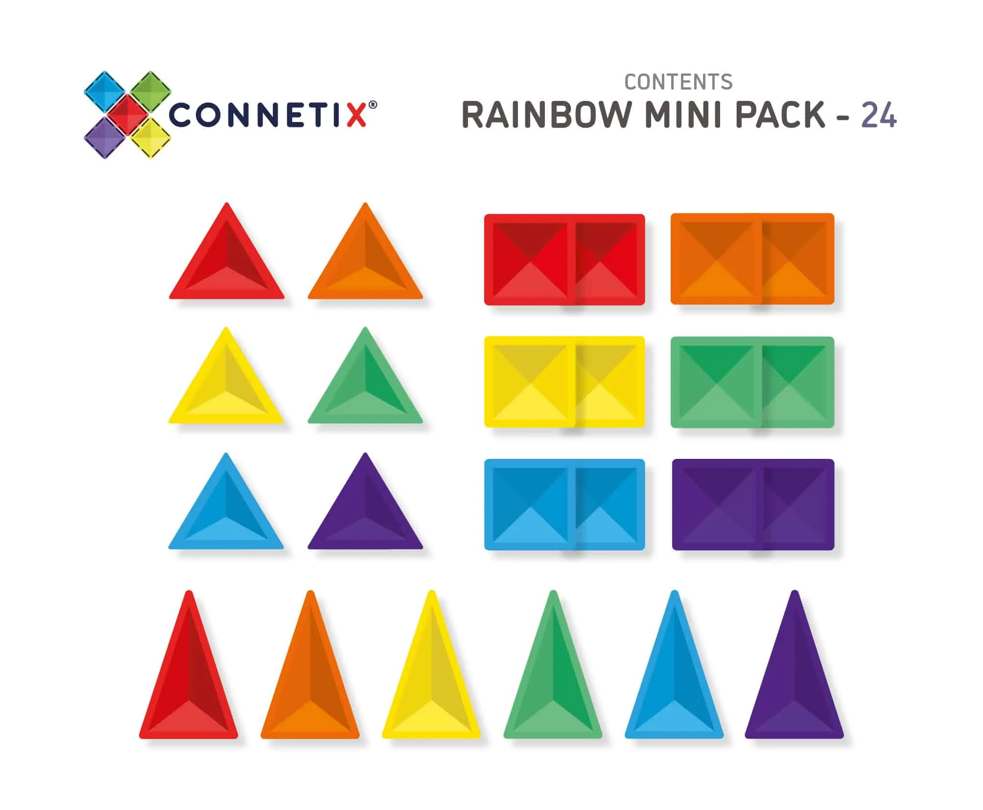 Connetix Tiles - Rainbow 24 Piece Mini Pack