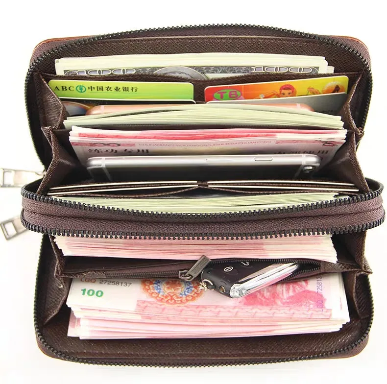 Double Zipper Wallet for Mobile Phones, Cash & Cards Slots