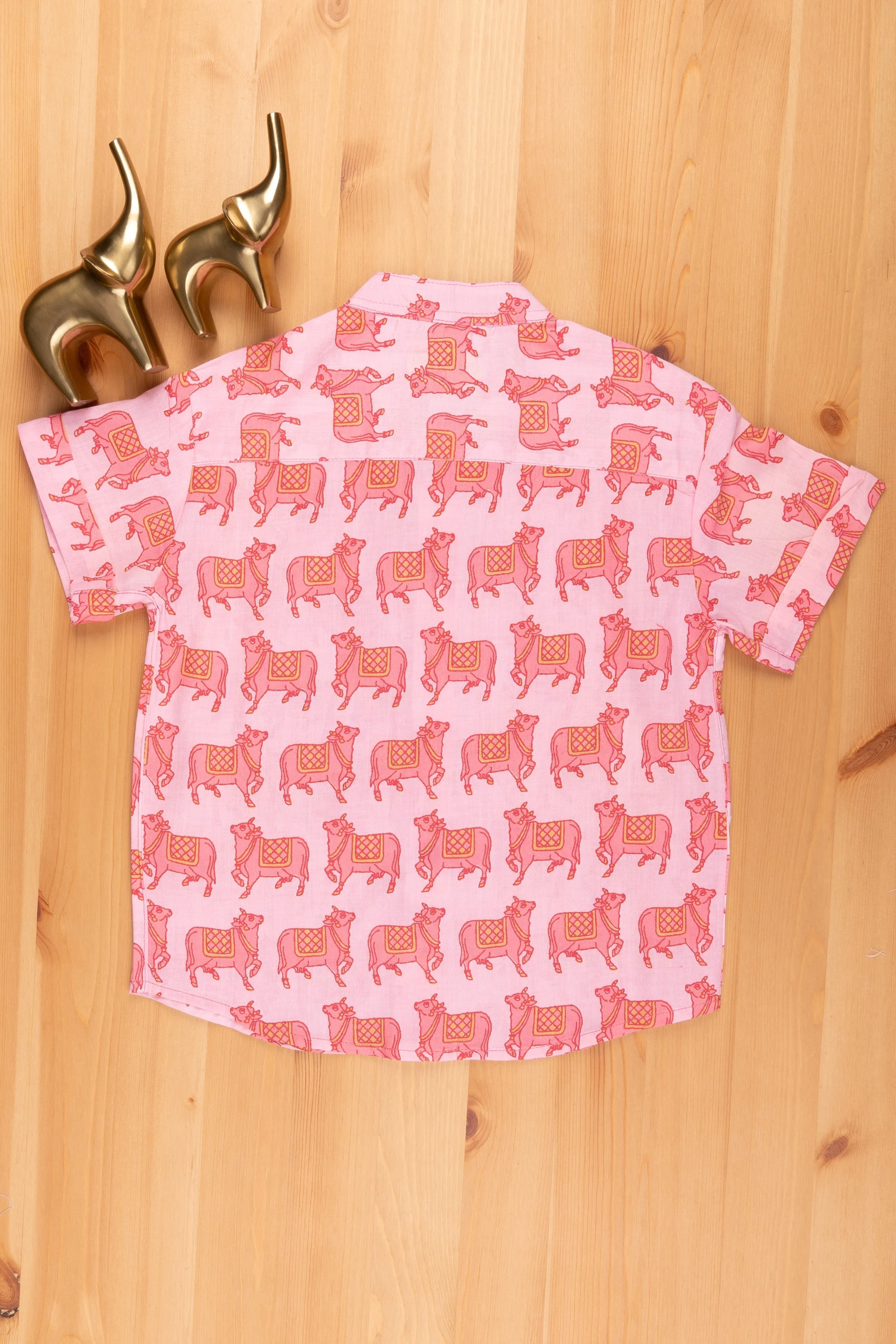 Elegant Boys' Shirt with Pichwai Cow Print | Cotton | Nesavu | Symbolize Prosperity and Serenity