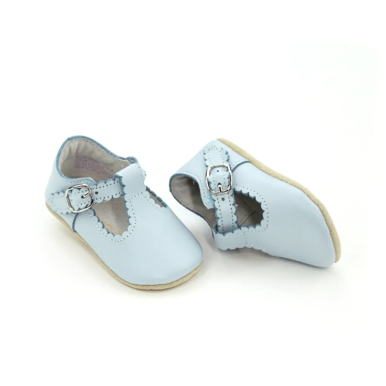 Elodie Girls Scalloped T-Strap Mary Jane Crib Shoe (Infant)