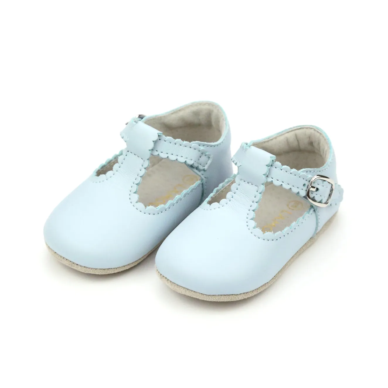 Elodie Girls Scalloped T-Strap Mary Jane Crib Shoe (Infant)