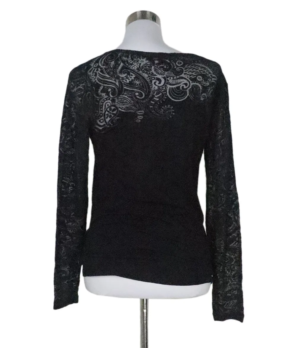 Etro Black Paisley Illusion Top sz 8