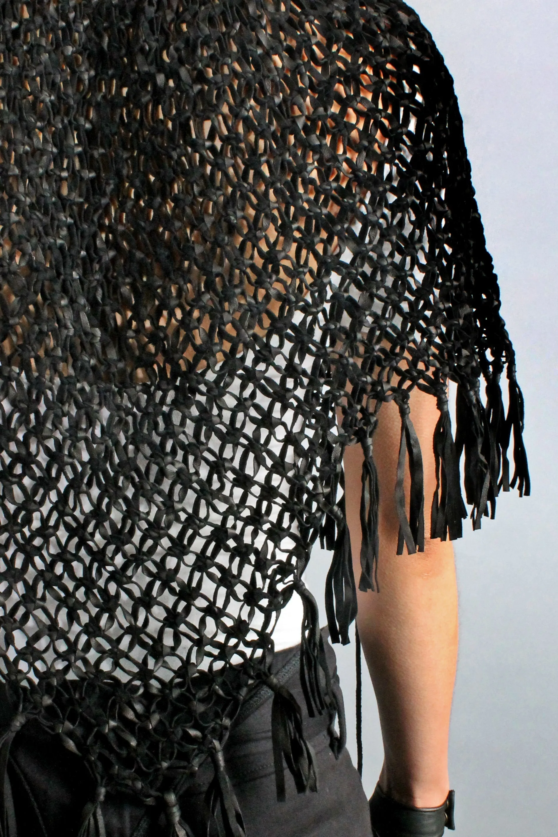 Five and Diamond Braided Leather Poncho