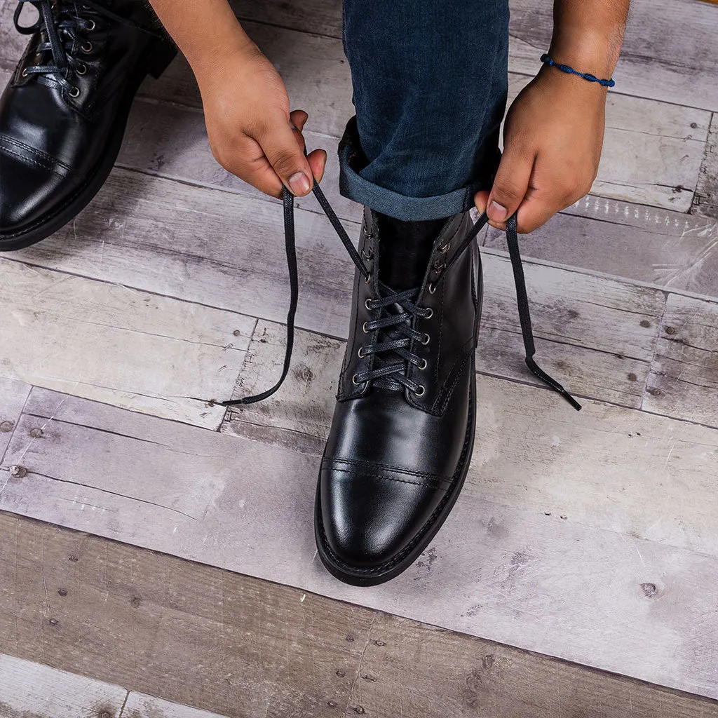 Flat Waxed Cotton Laces | Black