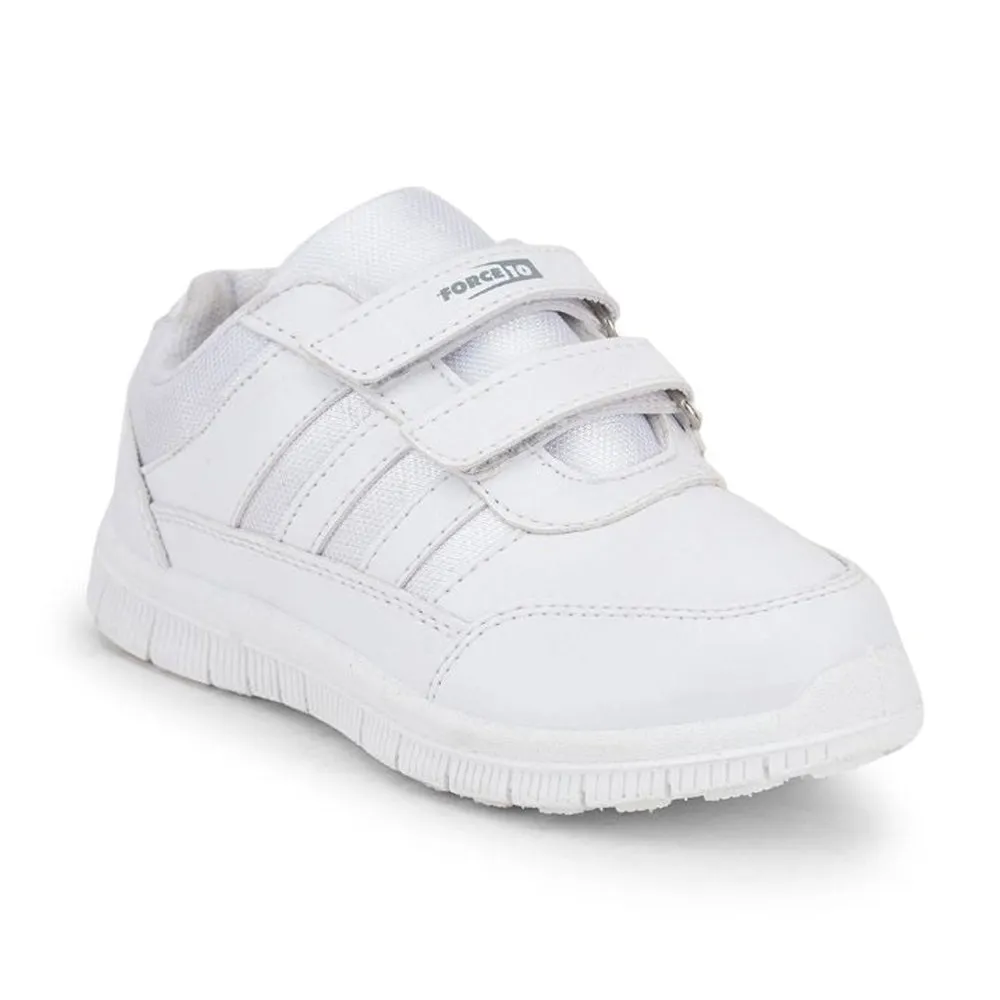 Force 10 Non Lacing School Shoes For Kids (White) GOLA-03 By Liberty