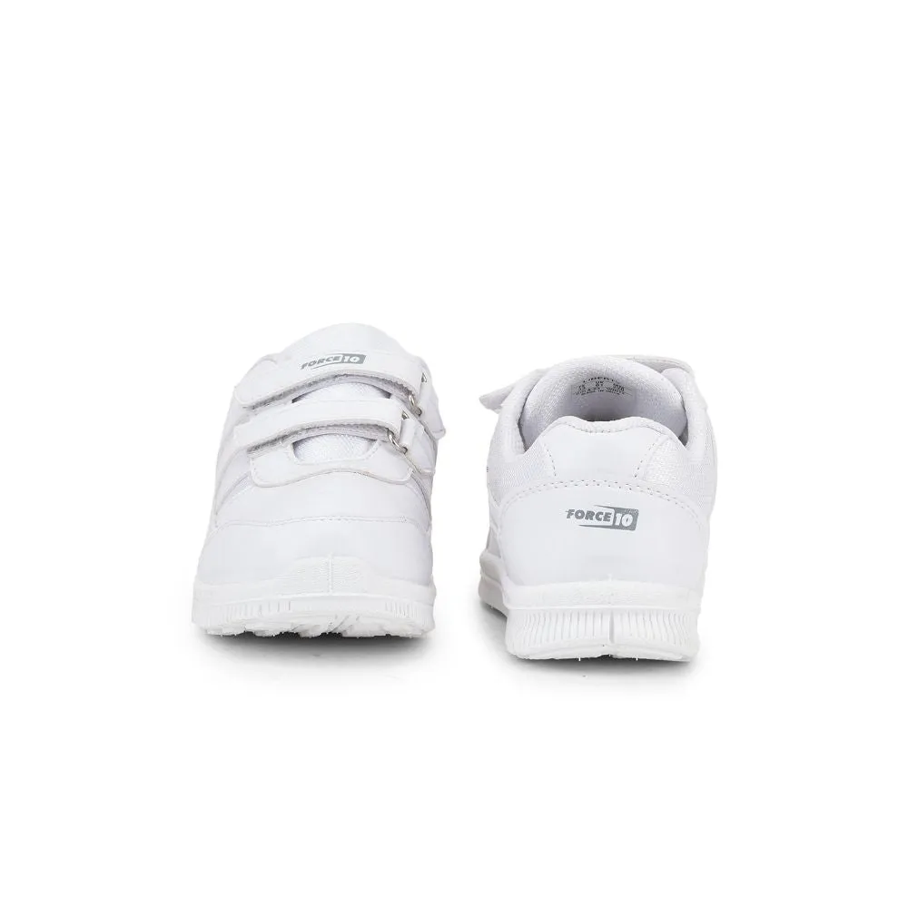 Force 10 Non Lacing School Shoes For Kids (White) GOLA-03 By Liberty