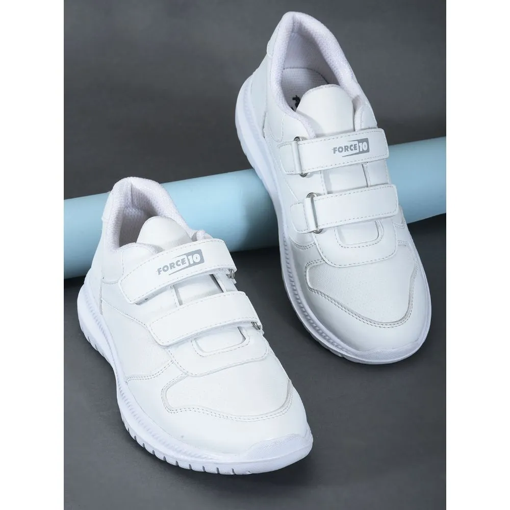 Force 10 School Non Lacing Shoes For Kids (White) SKOLPRO-V By Liberty