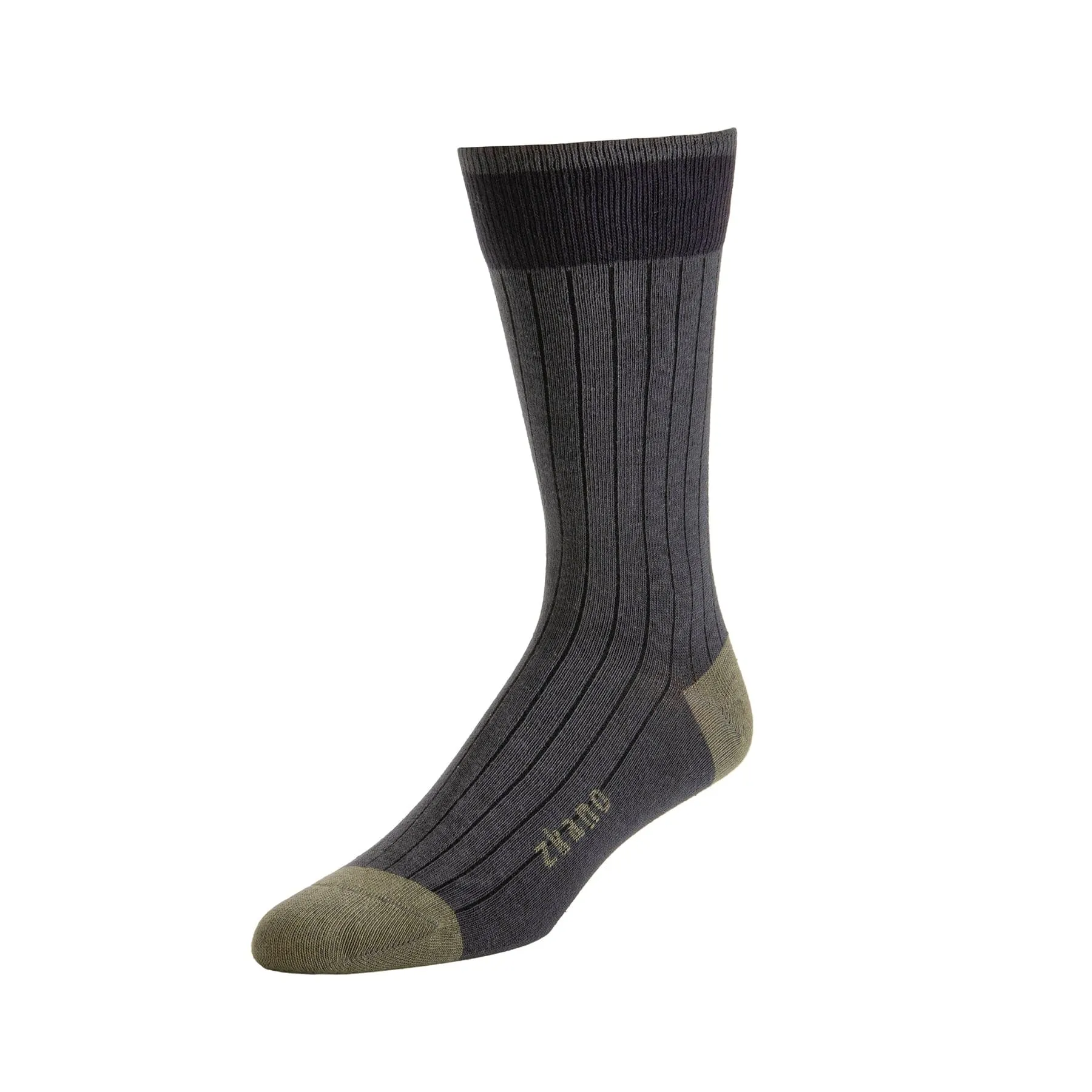 Forrest - Ribbed Organic Cotton Crew Socks - Charcoal