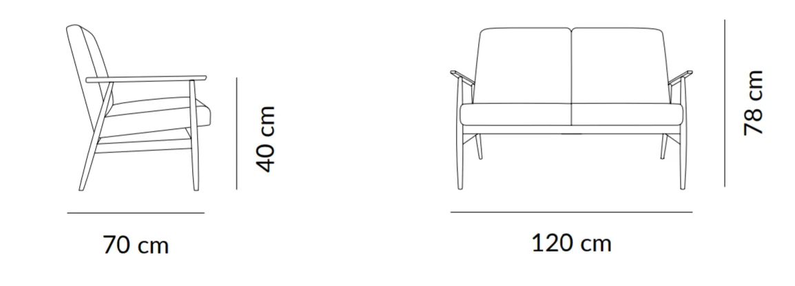 Fox 2 Seater Sofa - Mid Century Design