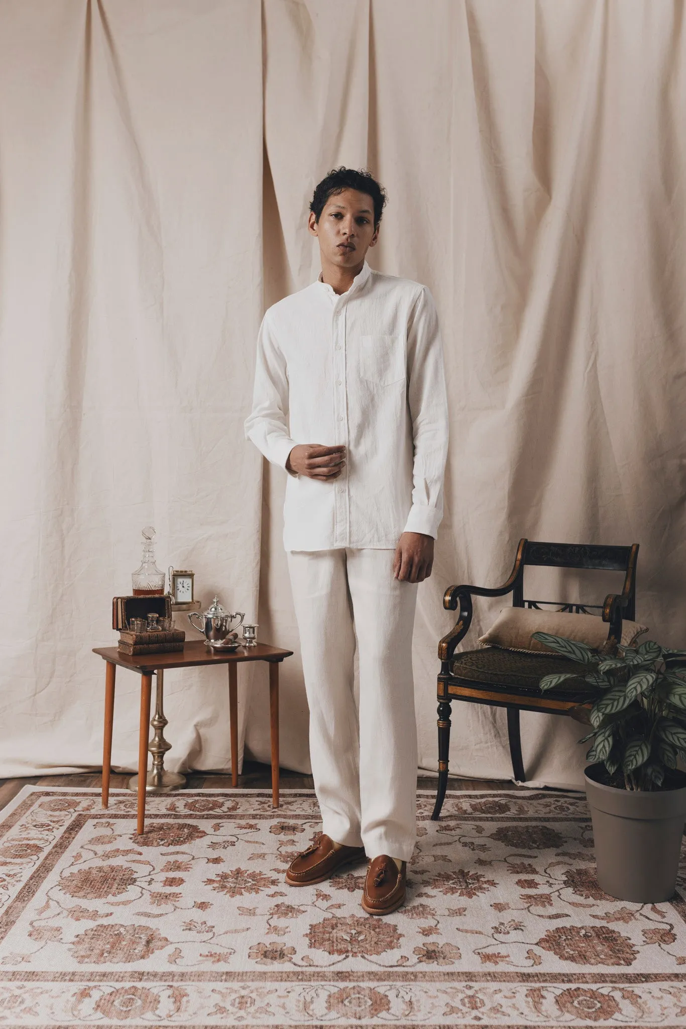 French Linen Flat Front Trouser