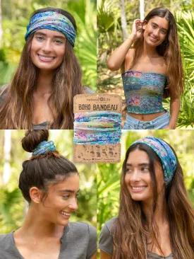 Full Boho Bandeau® Headband - Blue Watercolor Patchwork