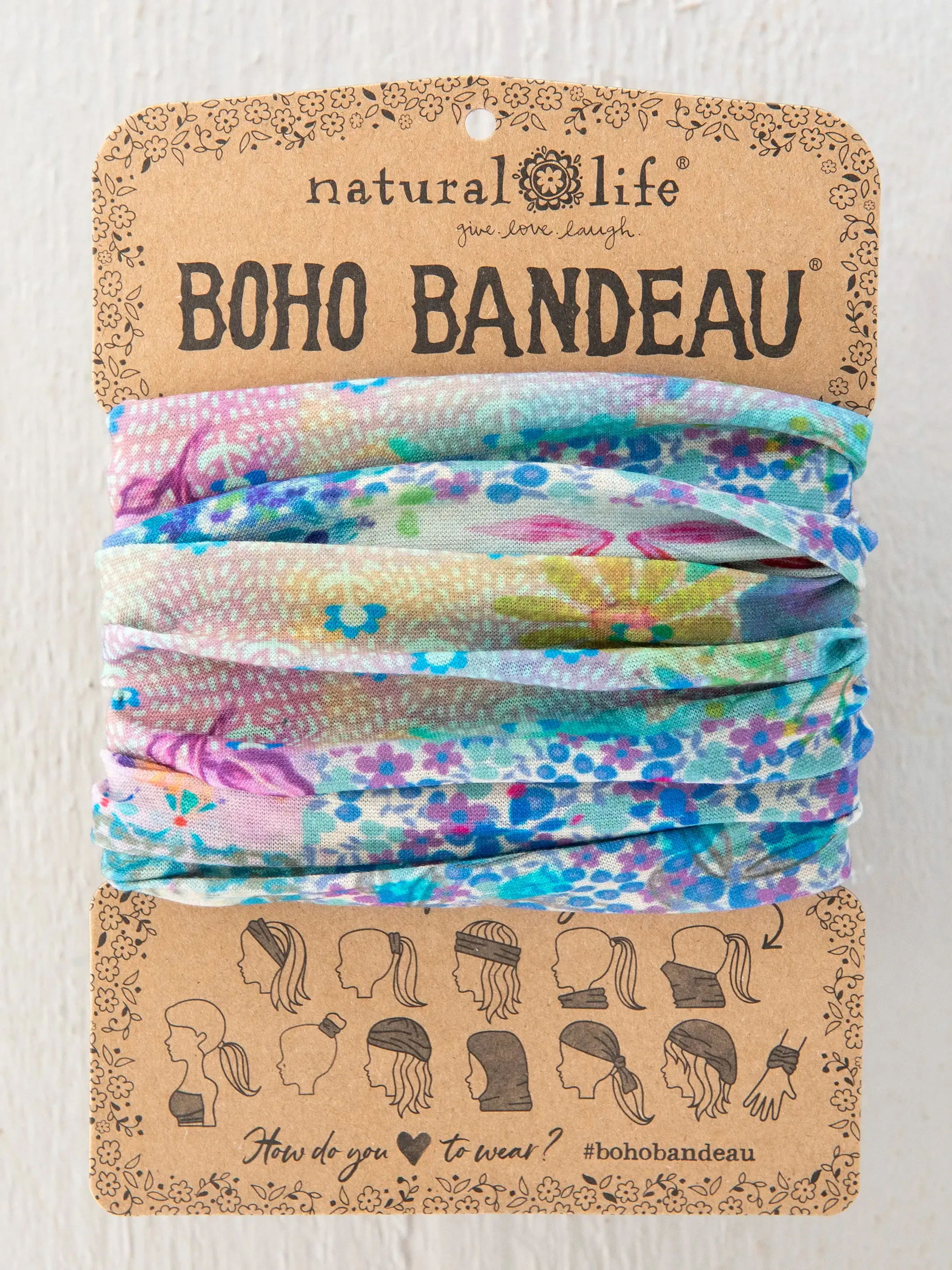 Full Boho Bandeau® Headband - Blue Watercolor Patchwork