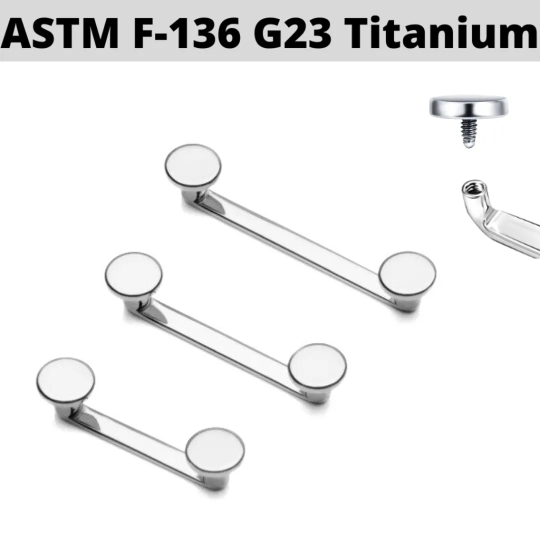 G23 Internally Threaded Titanium Staple Flat Surface Barbell Flat Disc