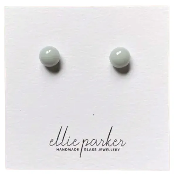 Glass Stud Earrings - Grey Opal