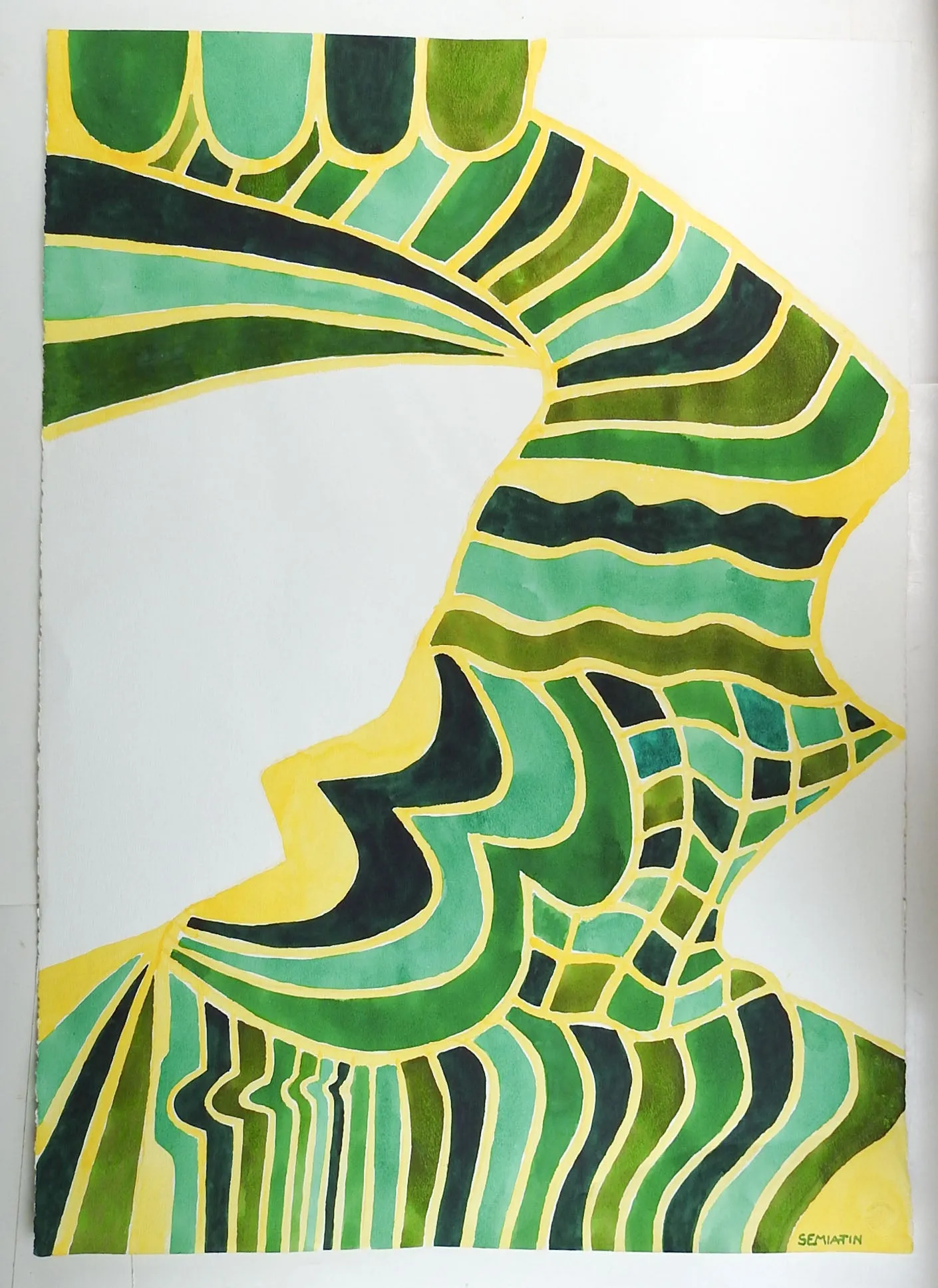 Green & Yellow Abstract Watercolor Painting