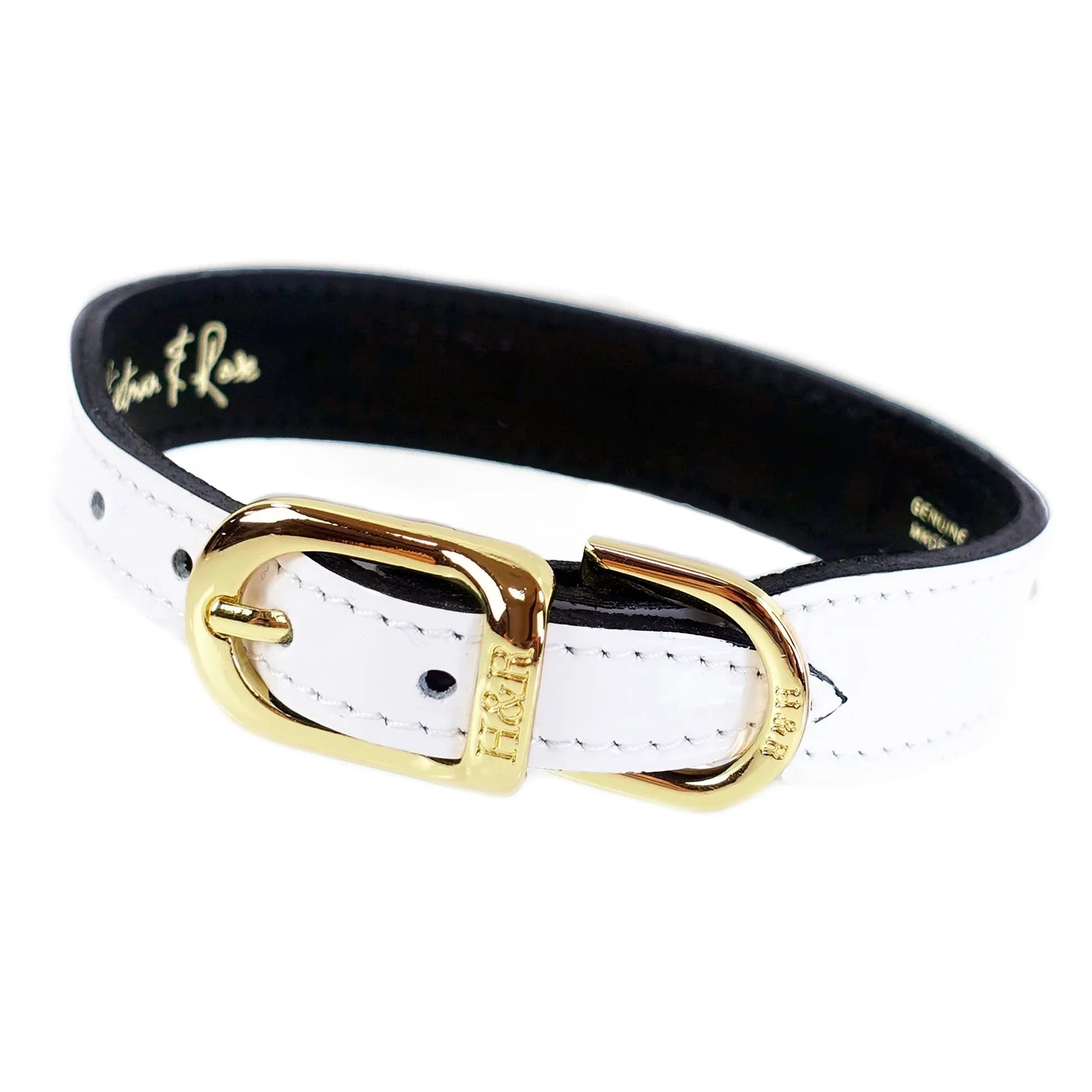 Hamilton Dog Collar in White & Gold