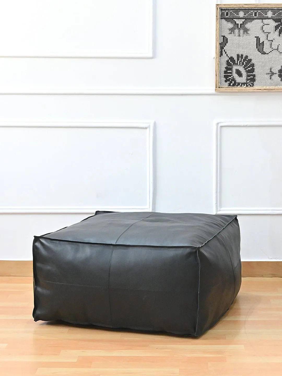 HARPER- CUBICAL  LEATHER POUF