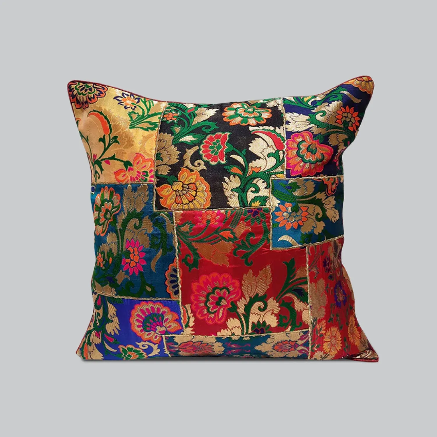 Heavy Brocade Patchwork Cushion Cover 16 x 16 in (Assorted Colour & Design)