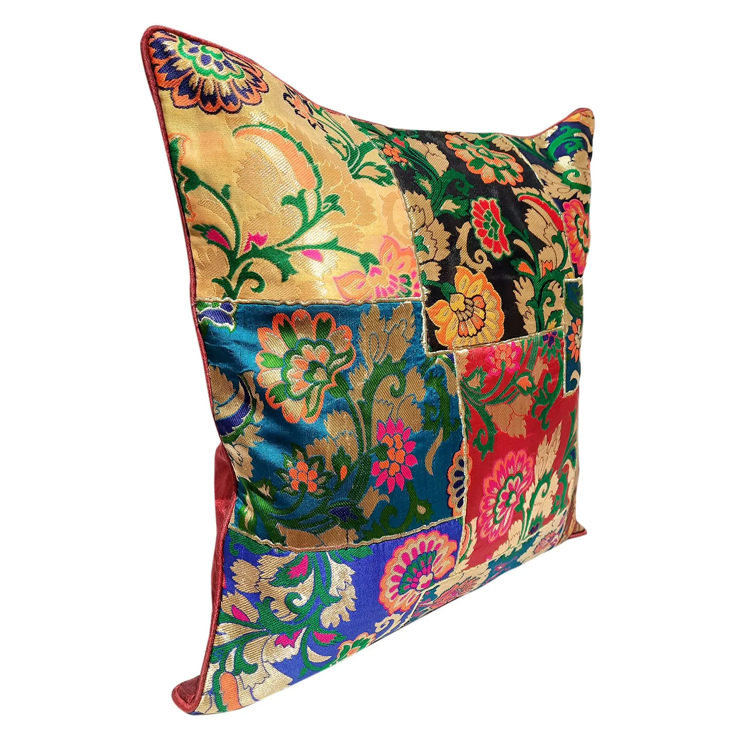 Heavy Brocade Patchwork Cushion Cover 16 x 16 in (Assorted Colour & Design)