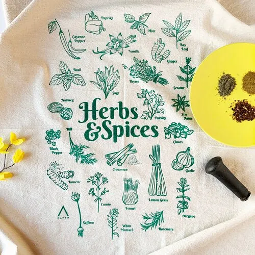 Herbs & Spices Tea Towel