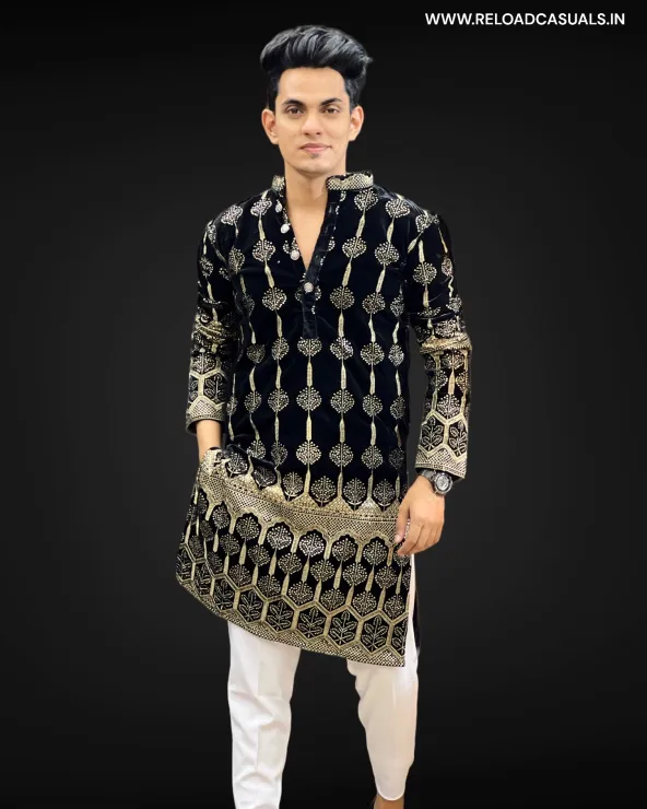 Hexa Design Golden Border Kurta