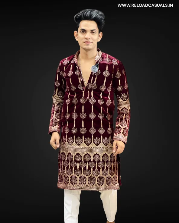 Hexa Design Golden Border Kurta