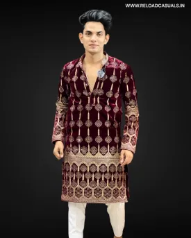 Hexa Design Golden Border Kurta