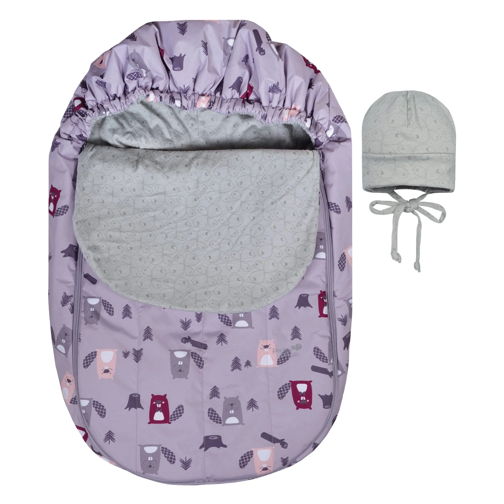 Infant mid-season bunting bag - Plum Beavers