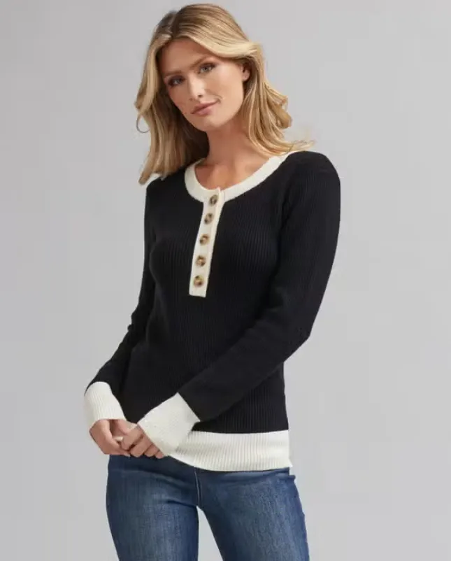 Long Sleeve Henley Sweater