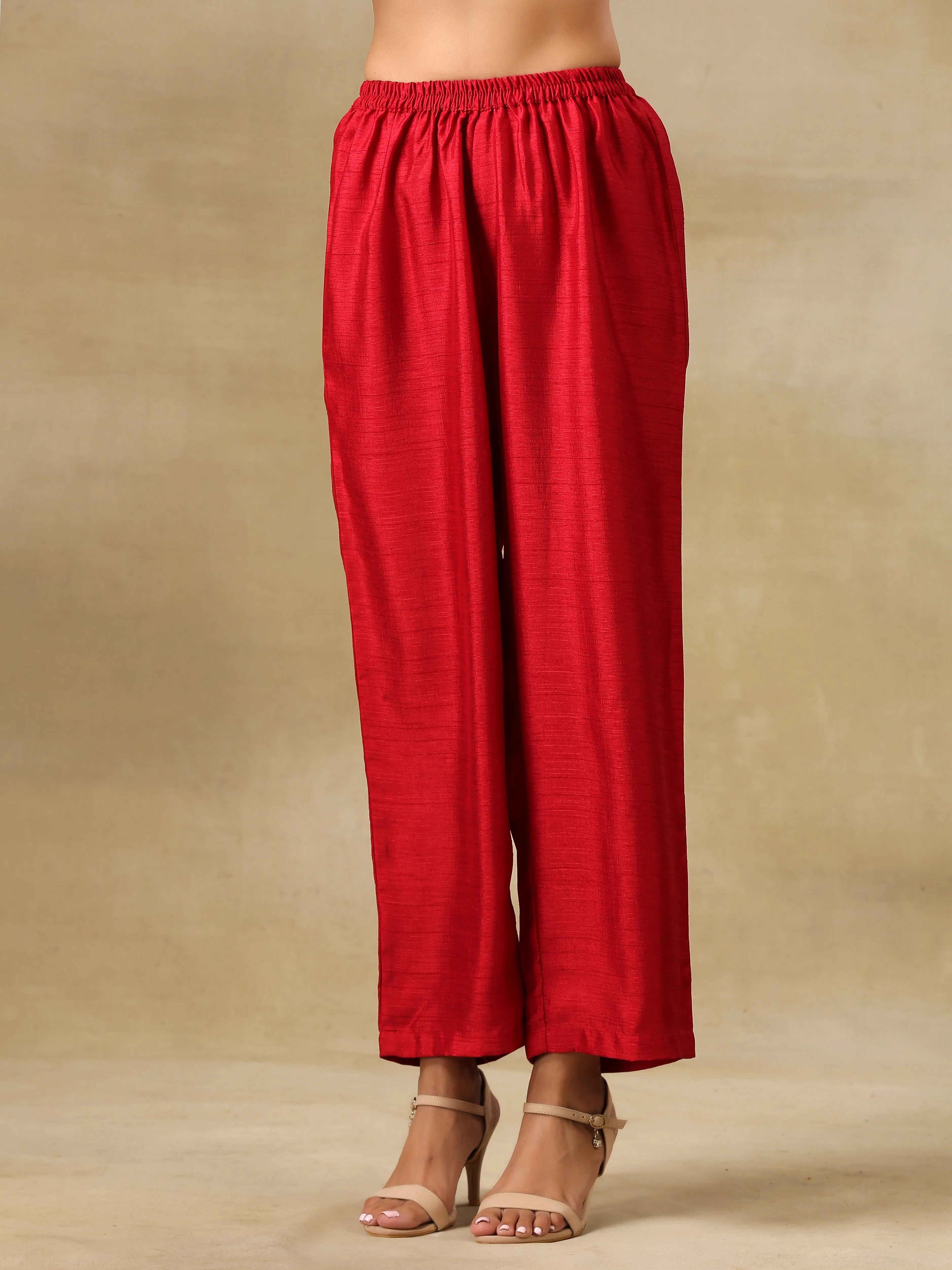 Maroon Textured Silk Front Placket Co-Ord Set