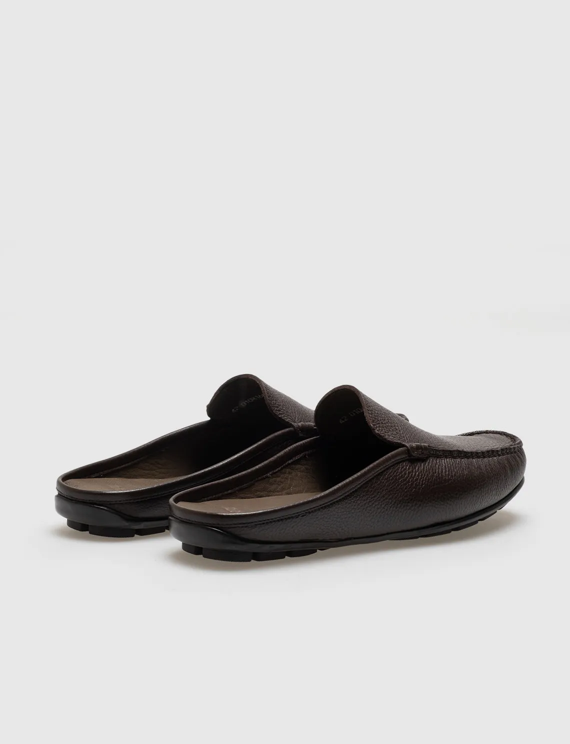 Men Brown Genuine Leather Mules