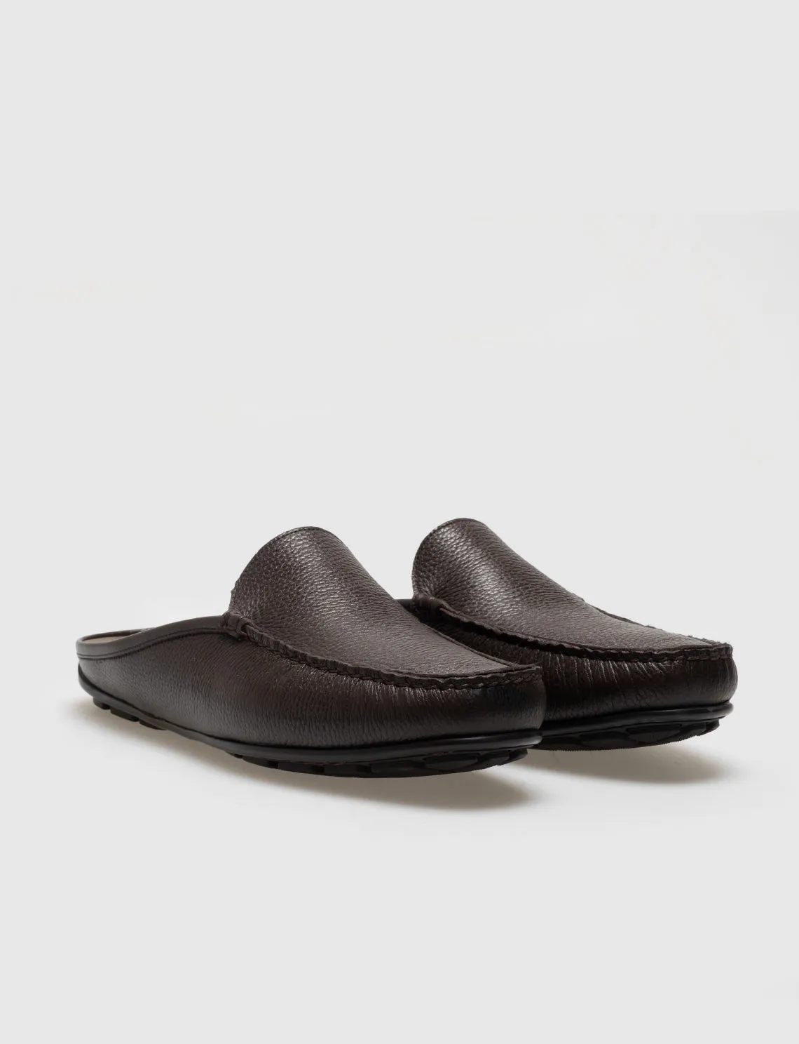 Men Brown Genuine Leather Mules