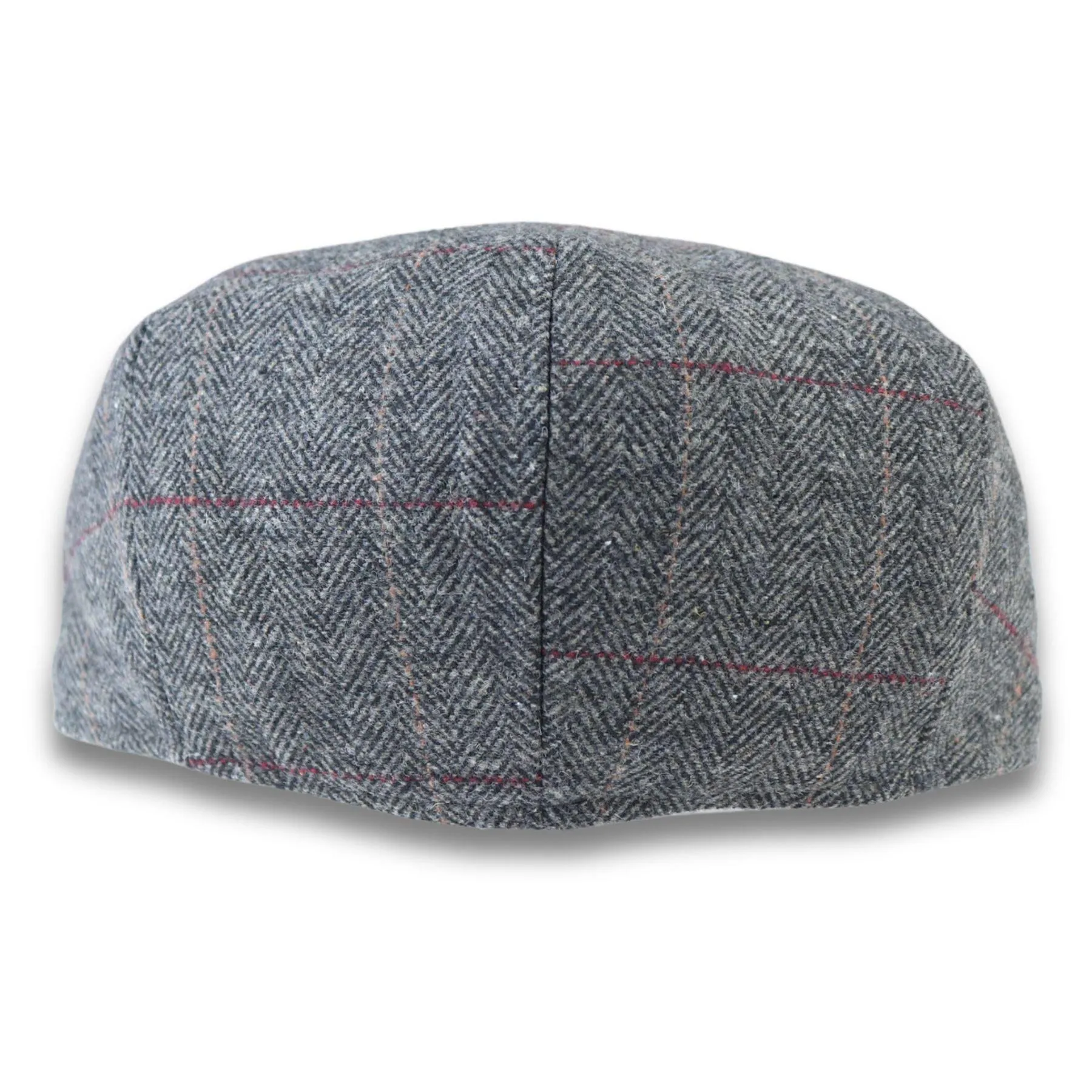 Men's Flat Cap Wool Blend Tweed Herringbone Grey Check Newsboy Baker Boy 8 Panel Hat