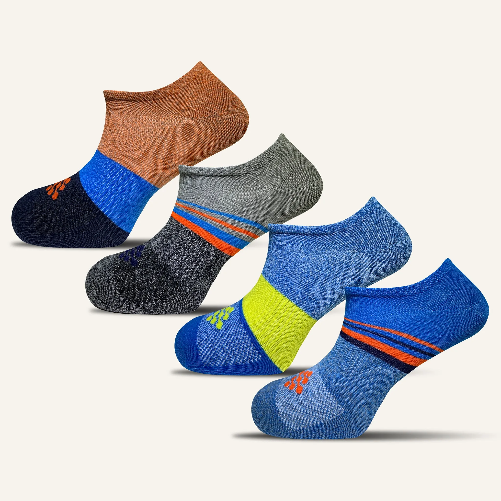 Men's Striped Athletic Ultra Light Liner Socks- 4 Pair