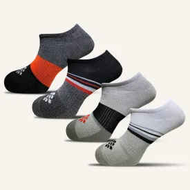 Men's Striped Athletic Ultra Light Liner Socks- 4 Pair